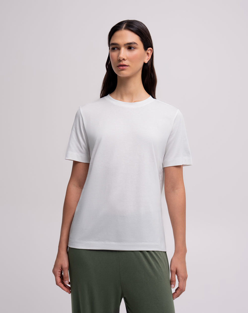 Camiseta regular manga corta blanca mujer