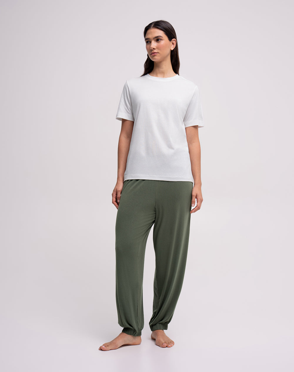 Camiseta regular manga corta blanca mujer