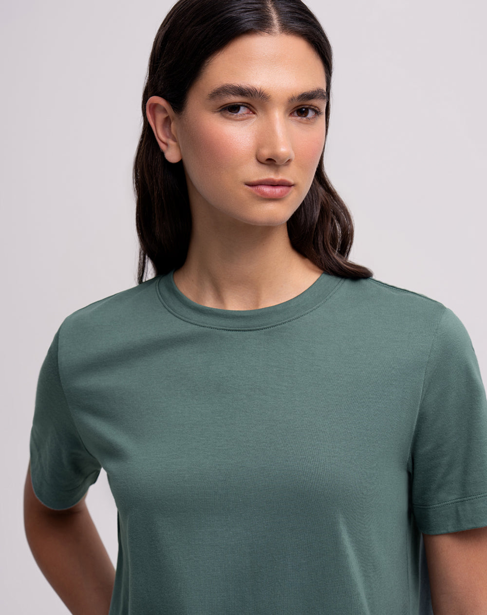 Camiseta relaxed manga corta verde mujer