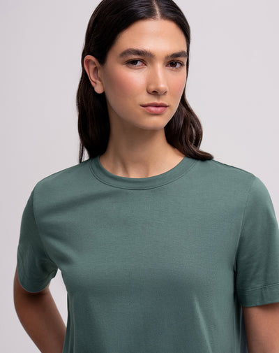 Camiseta regular manga corta verde mujer