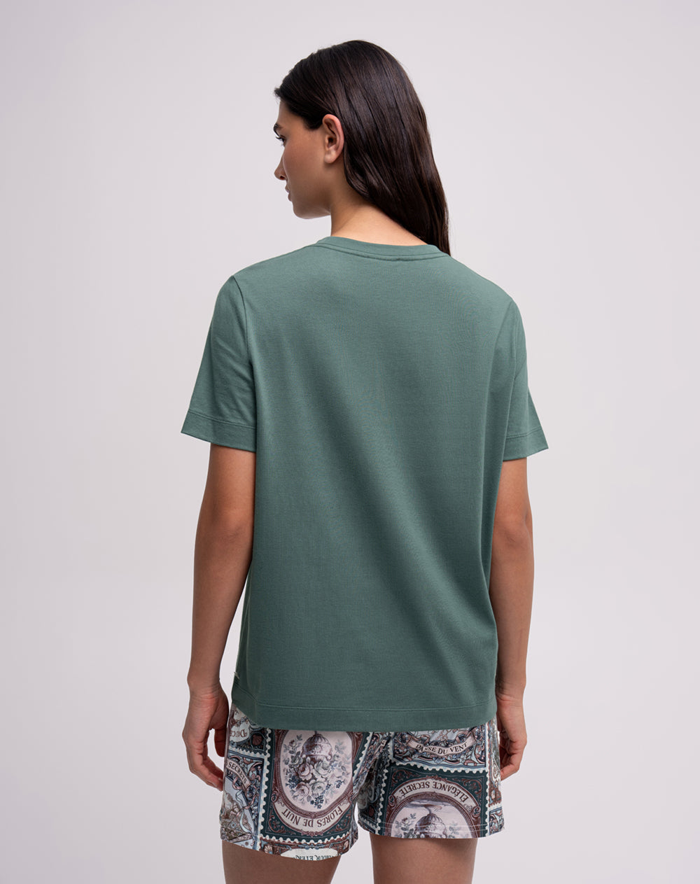 Camiseta relaxed manga corta verde mujer