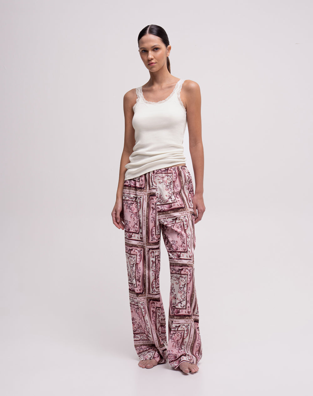Camiseta esqueleto regular rib avena mujer
