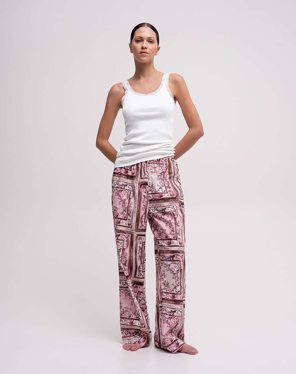 Camiseta esqueleto regular rib blanca mujer