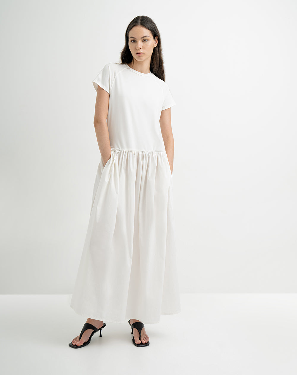 Vestido largo crema