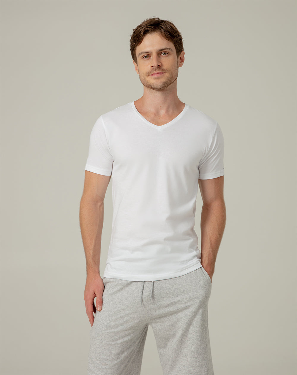 Camiseta algodón sostenible pack x2unds blanca para hombre