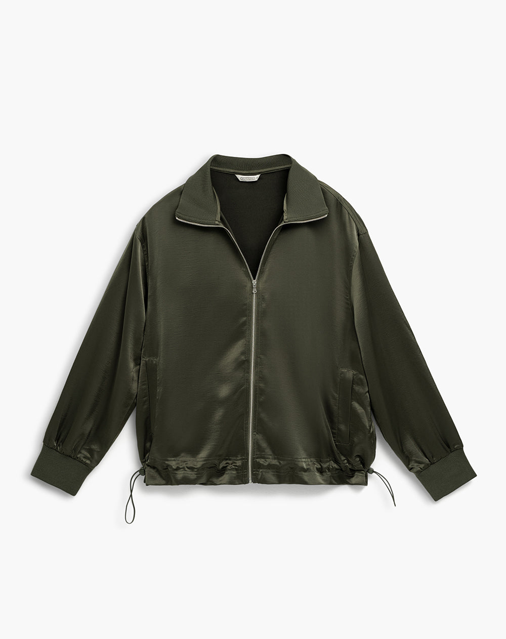 Chaqueta loose satín verde mujer