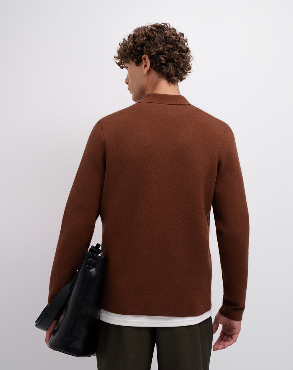 Suéter regular tejido de punto algodón café hombre hombre