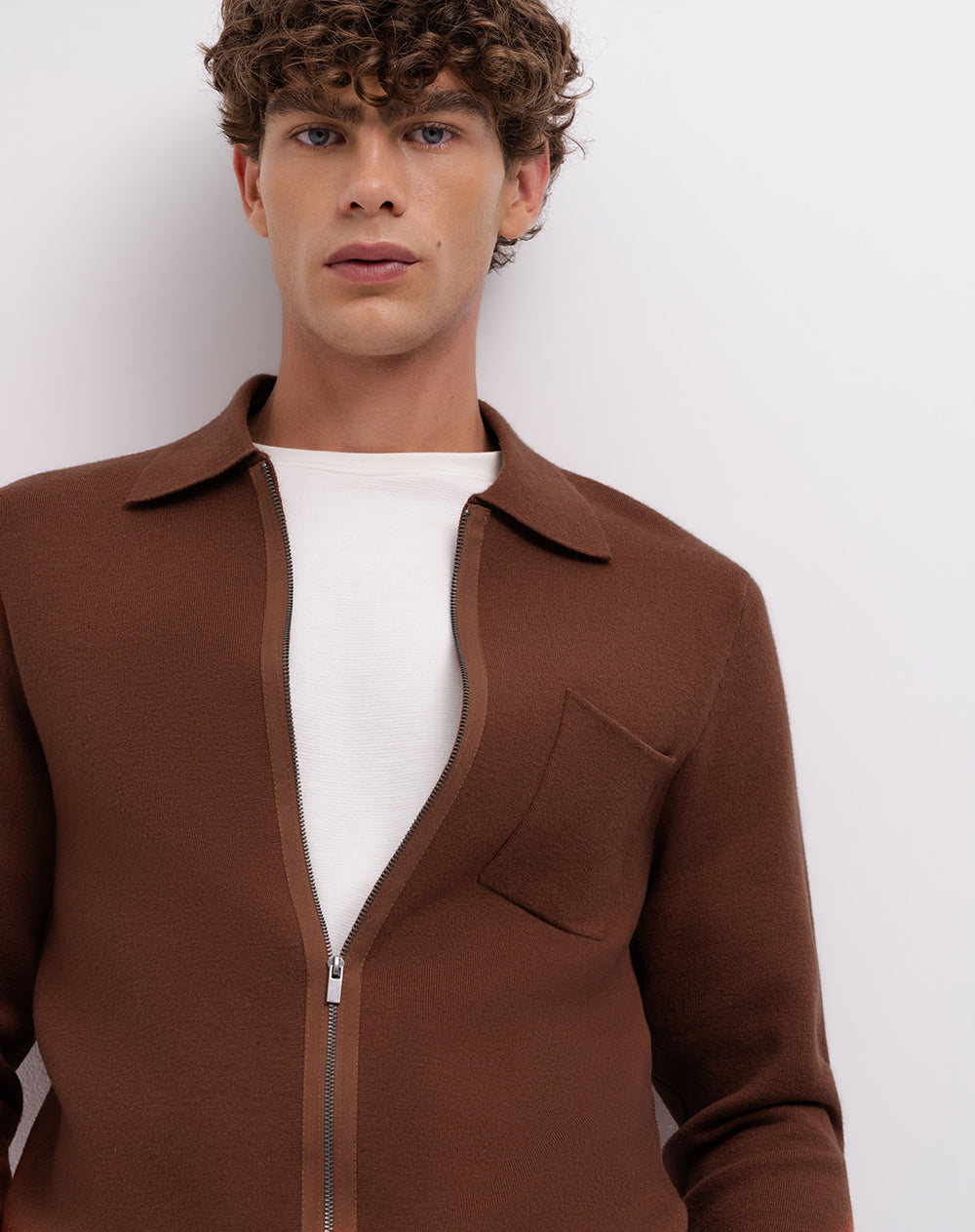 Suéter regular tejido de punto algodón café hombre hombre