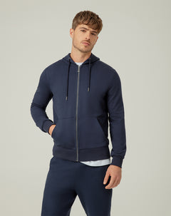 Chaqueta cierre y capucha azul oscuro para hombre