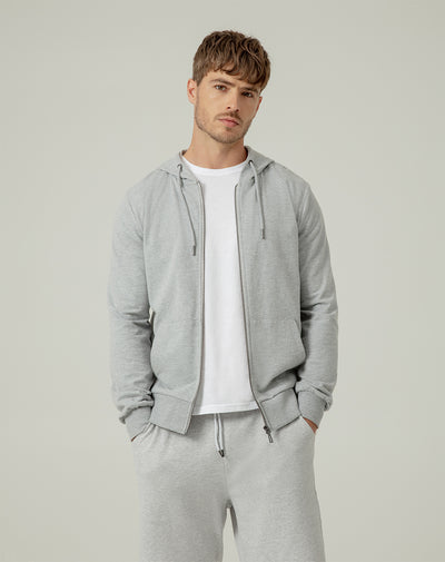 Chaqueta cierre y capucha gris para hombre