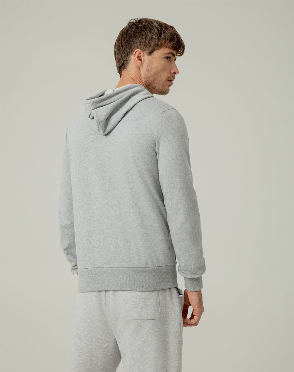 Chaqueta cierre y capucha gris para hombre