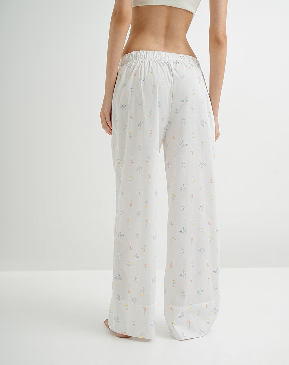 Pantalón de pijama mujer algodón largo blanco estampado
