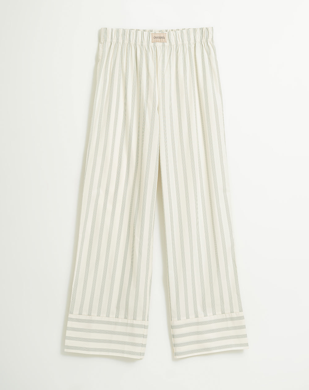 Pantalón de pijama mujer algodón largo verde rayas