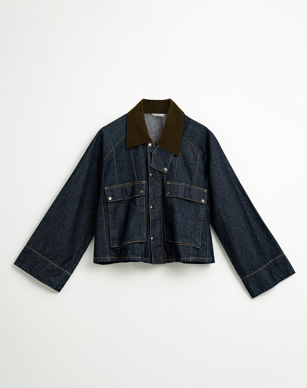 Chaqueta oversize bolsillos frontales denim azul oscuro mujer