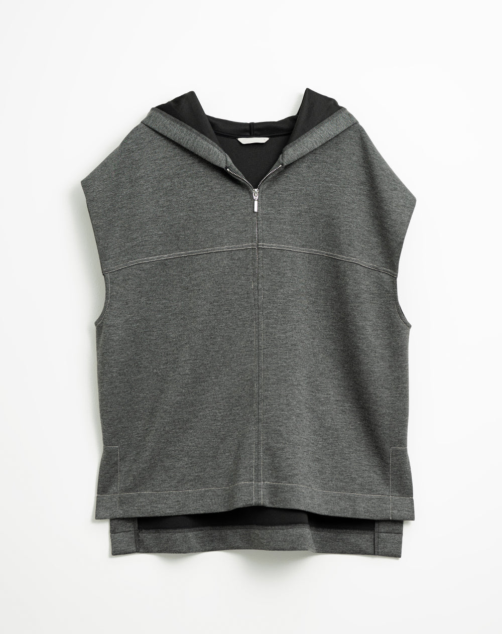 Chaleco holgado con capucha gris para mujer