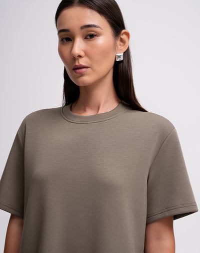 Camiseta confort regular tacto suave café mujer