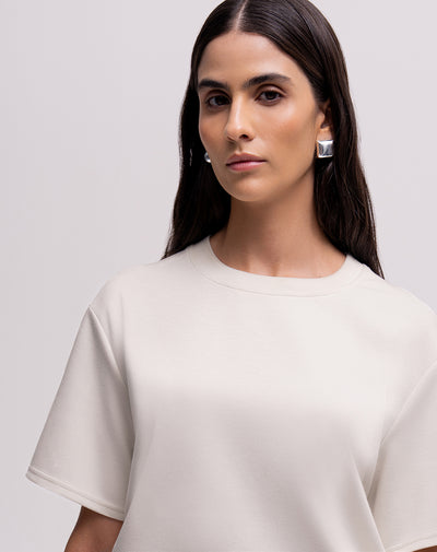Camiseta confort regular tacto suave habano mujer
