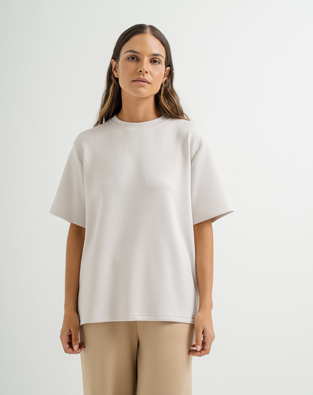 Camiseta holgada habano para mujer