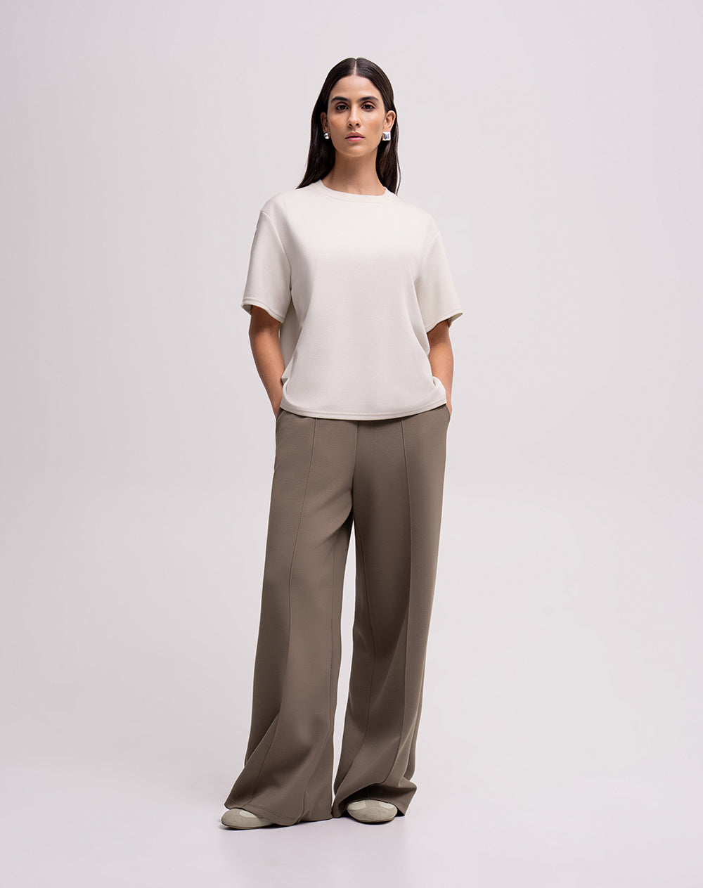 Camiseta confort regular tacto suave habano mujer
