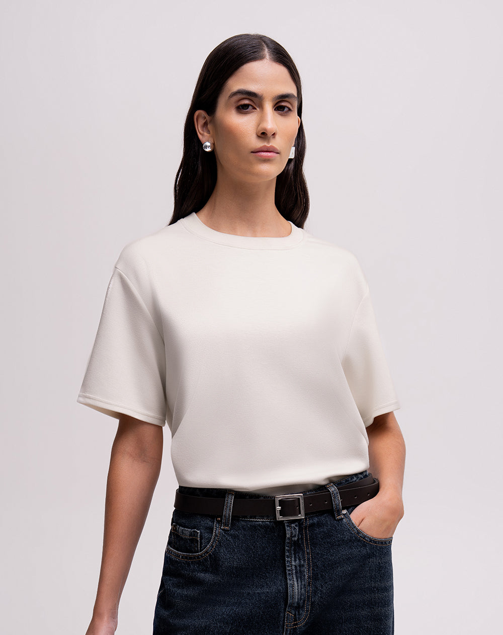 Camiseta confort regular tacto suave habano mujer