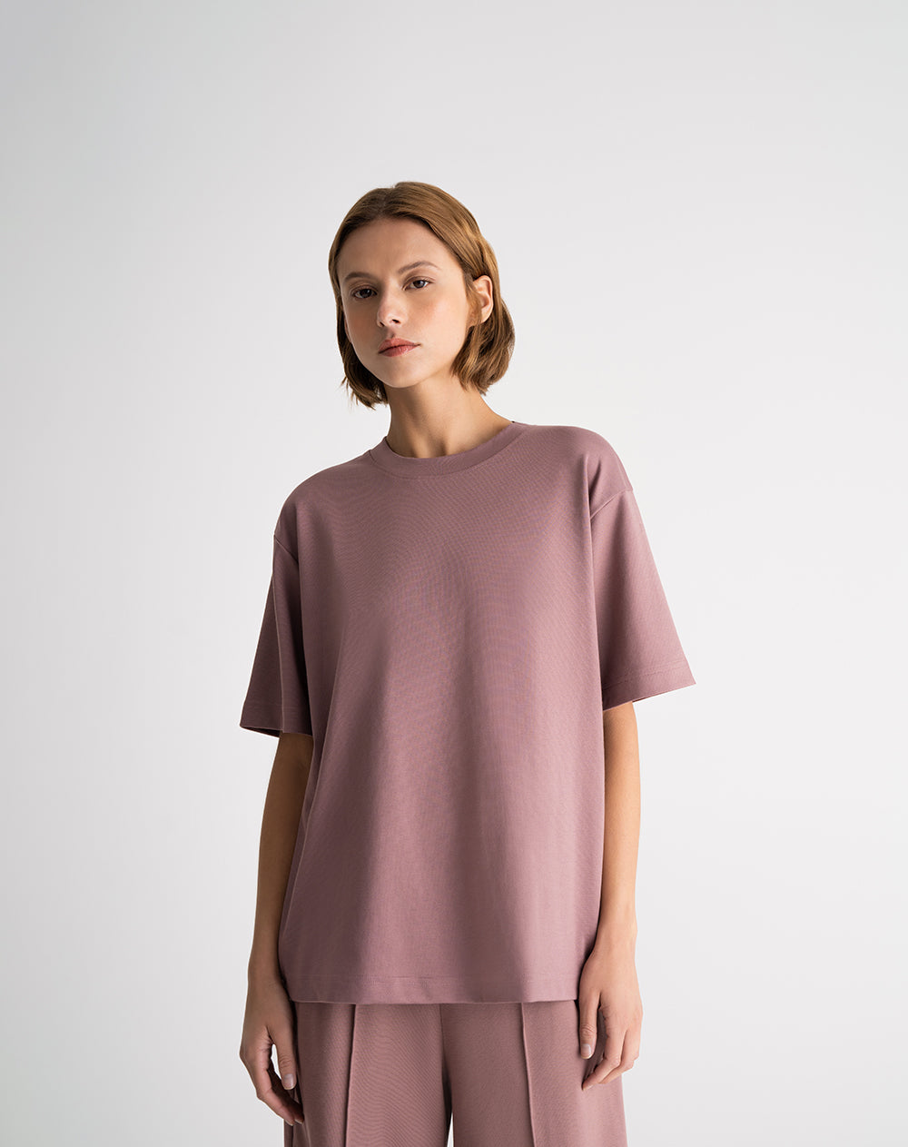 Camiseta oversize algodón palo rosa mujer