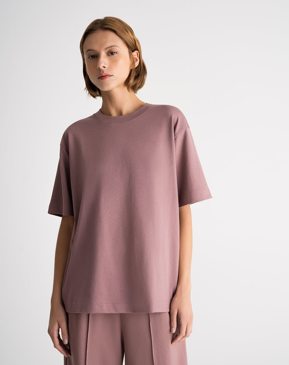 Camiseta oversize algodón palo rosa mujer