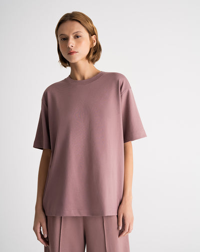 Camiseta oversize algodón palo rosa mujer