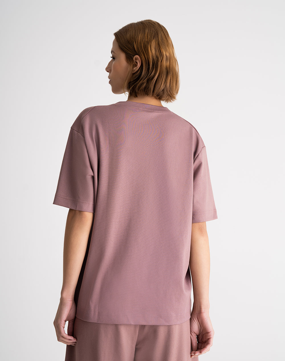 Camiseta oversize algodón palo rosa mujer