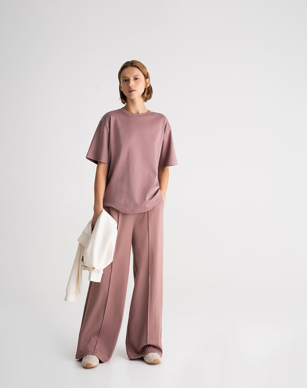 Camiseta oversize algodón palo rosa mujer
