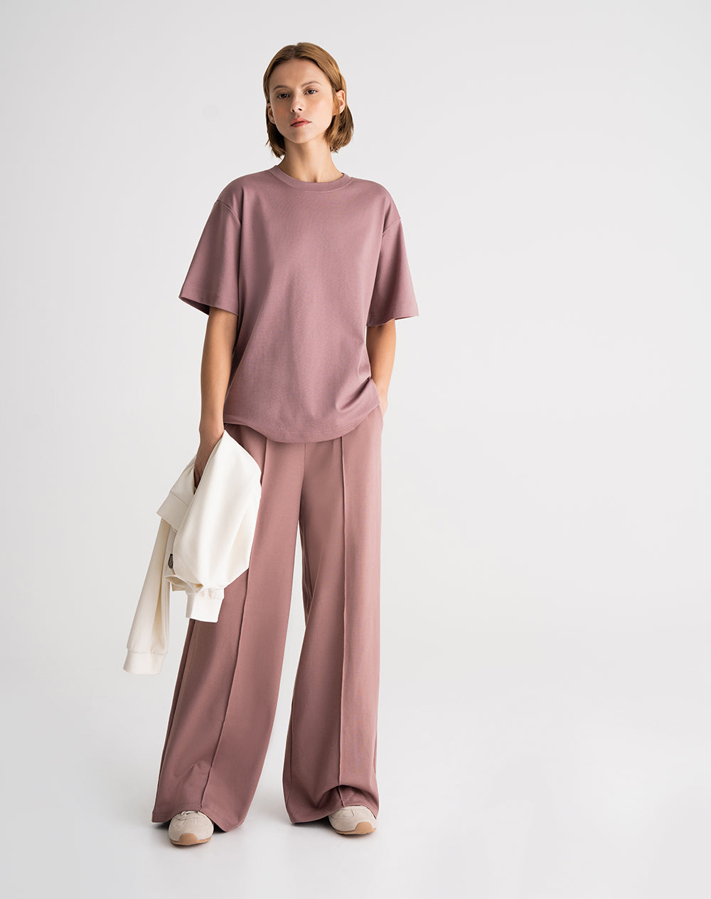 Camiseta oversize algodón palo rosa mujer