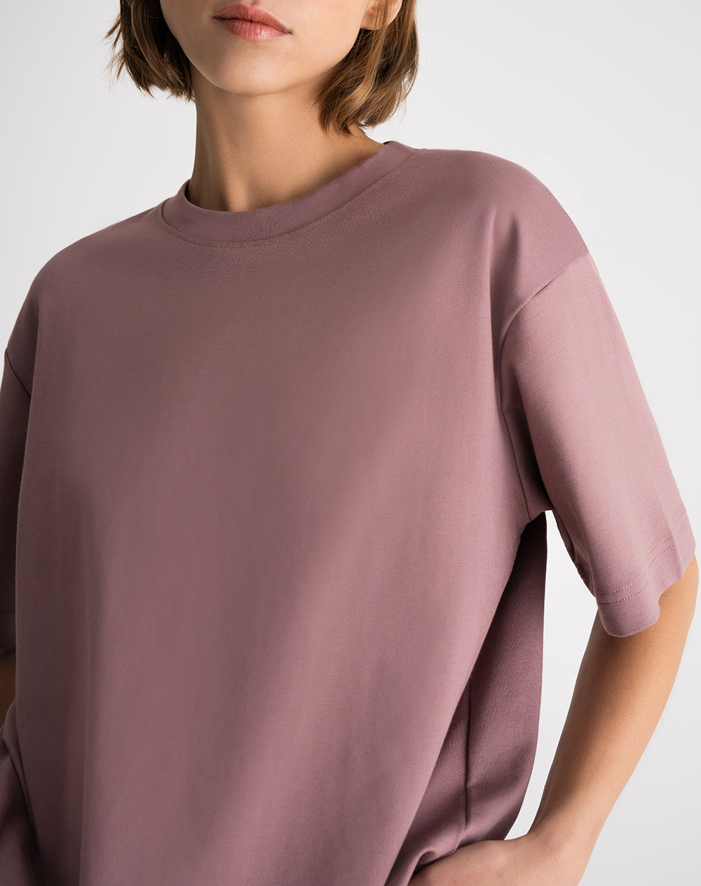 Camiseta oversize algodón palo rosa mujer