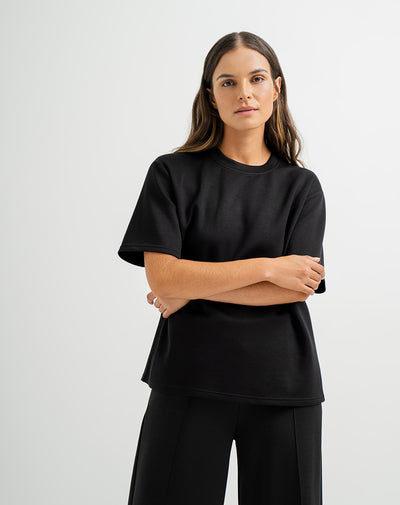 Camiseta holgada negra para mujer