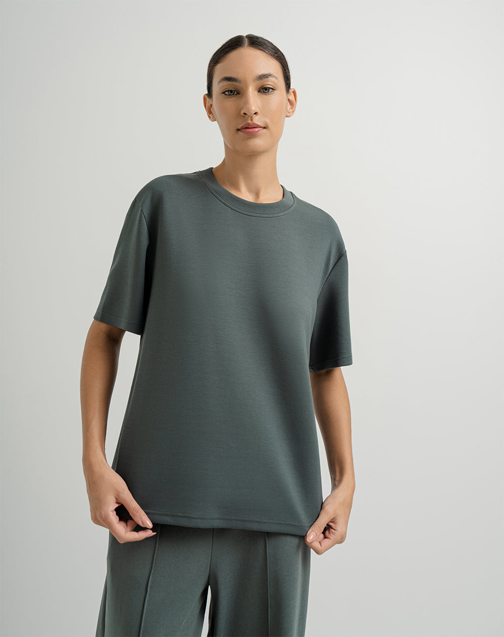 Camiseta holgada verde para mujer
