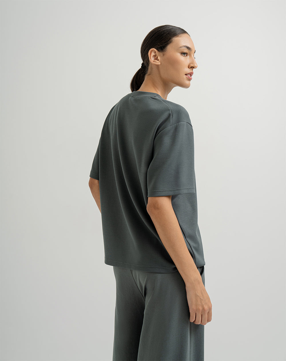 Camiseta holgada verde para mujer