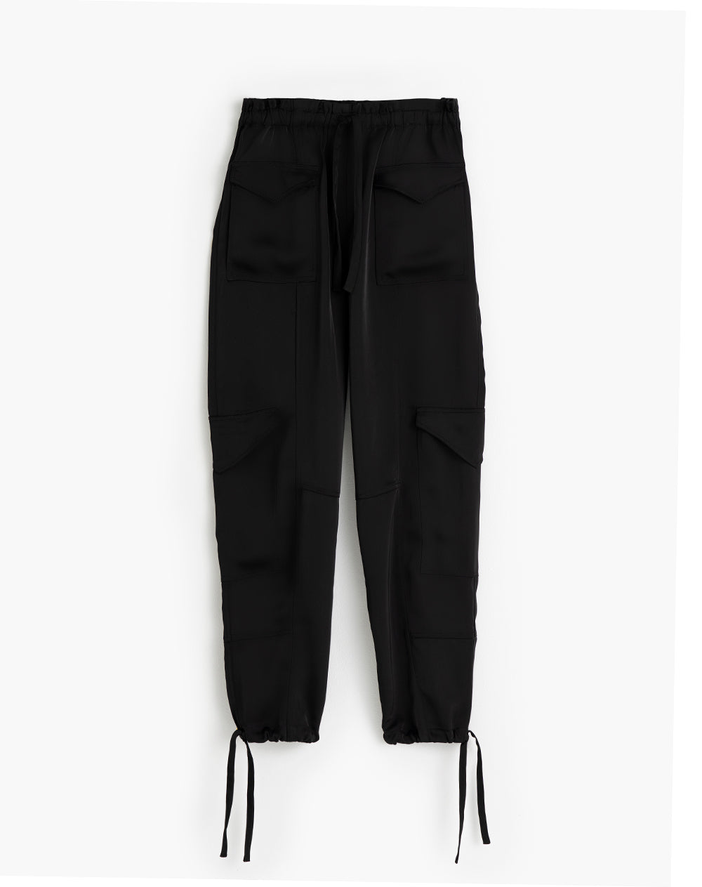 Pantalón parachute tiro alto negro mujer