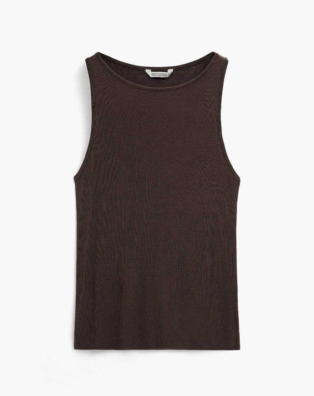 Camiseta slim en tejido de punto café mujer