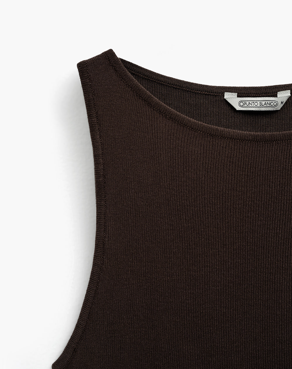 Camiseta slim tejido de punto café mujer
