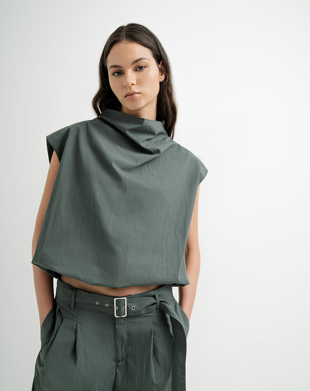 Camisa loose fit verde