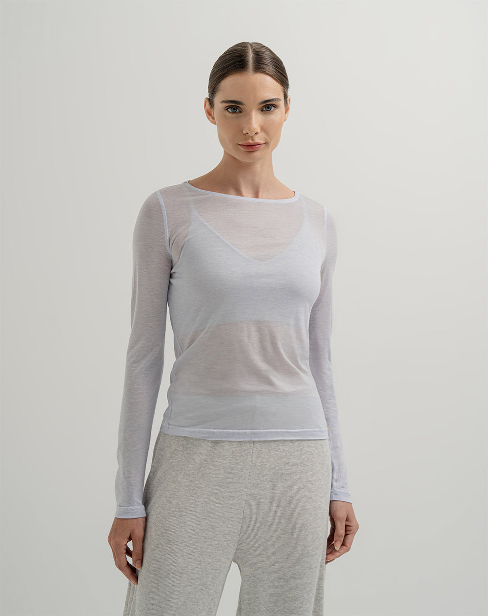 Camibuzo con transparencia azul claro para mujer