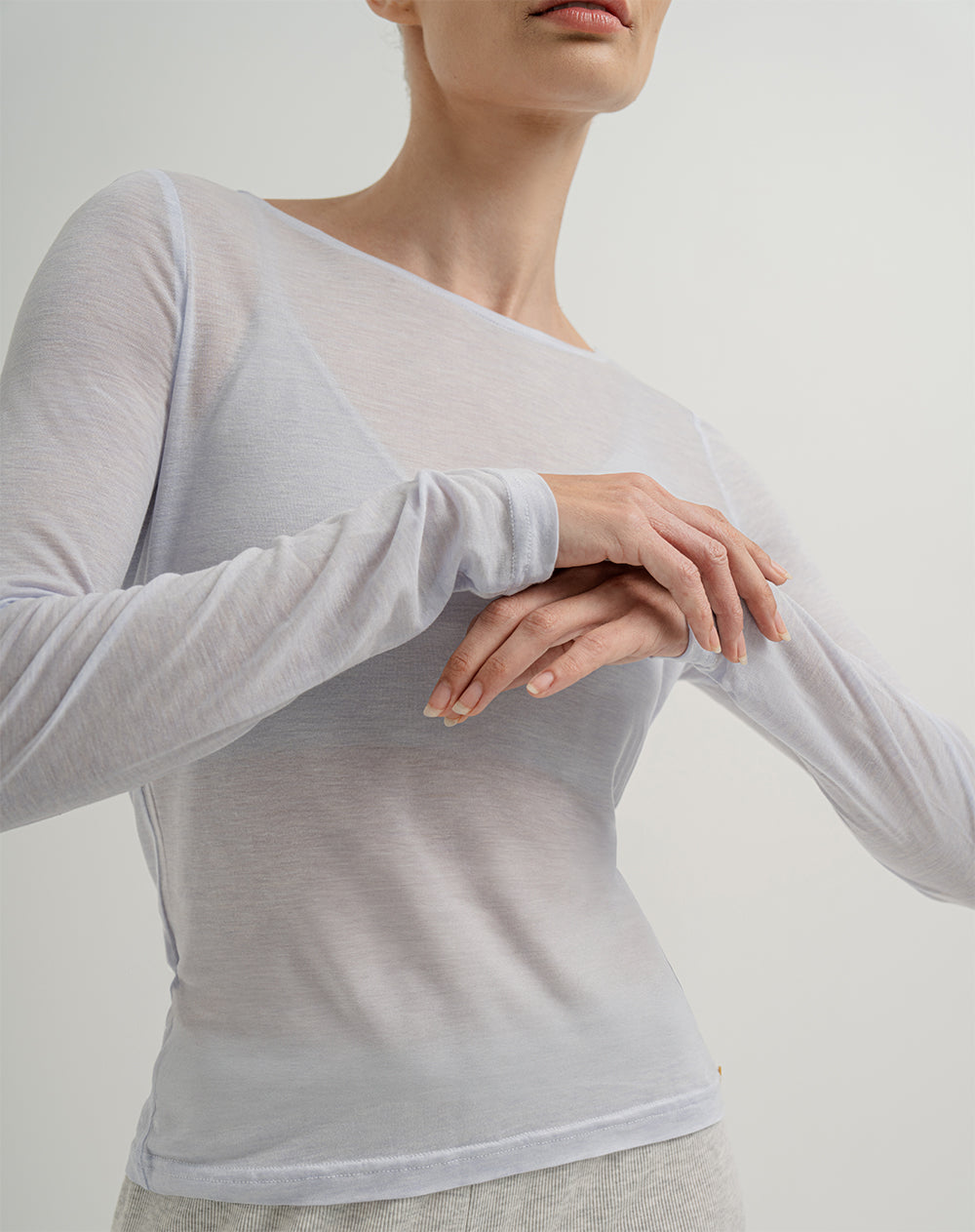 Camibuzo con transparencia azul claro para mujer