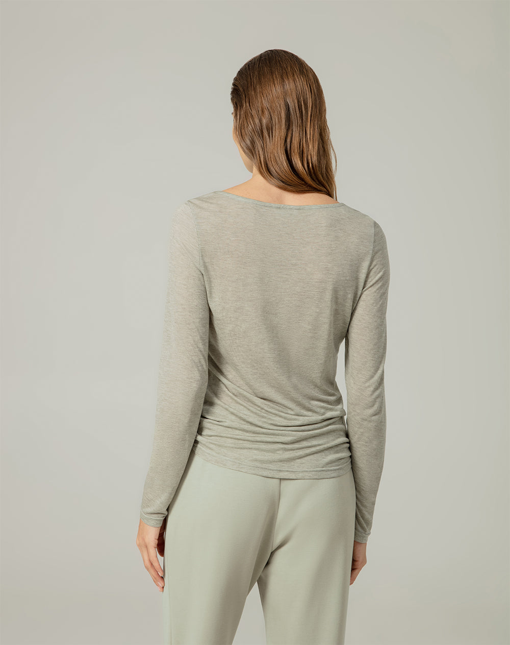Camiseta relaxed fit manga larga verde