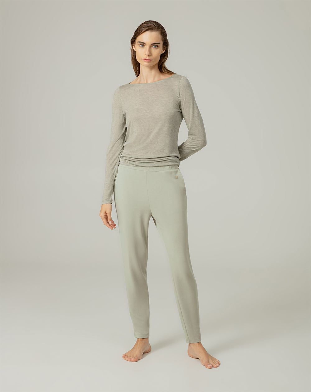 Camiseta relaxed fit manga larga verde