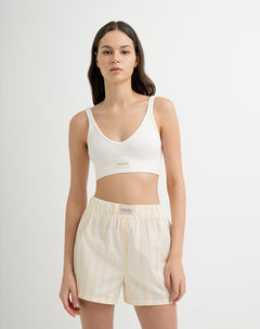 Short de pijama mujer algodón amarillo rayas