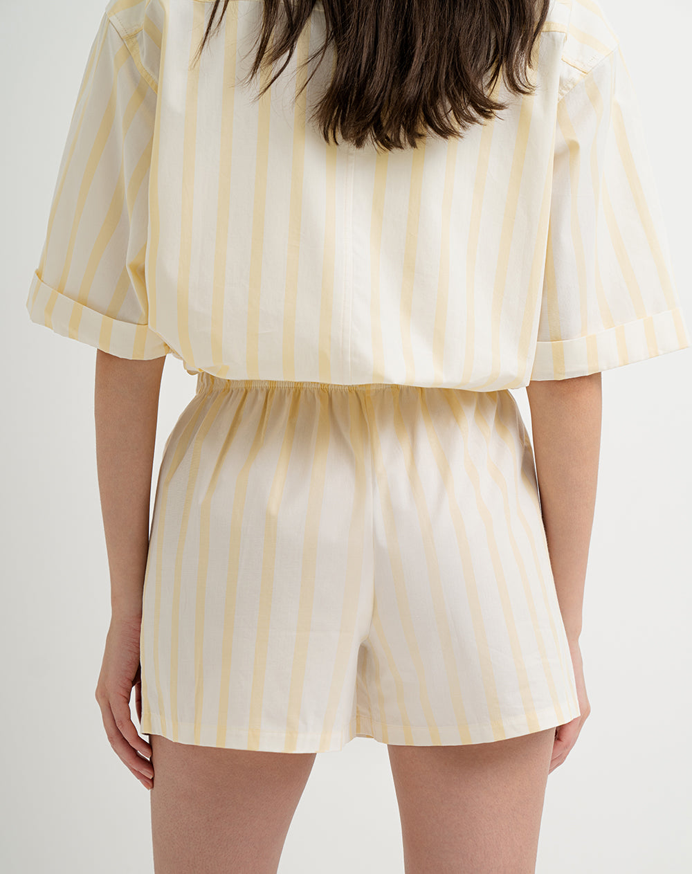 Short de pijama mujer algodón amarillo rayas