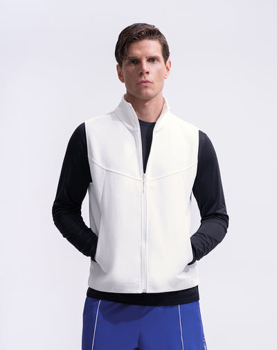 Chaleco deportivo cuello tipo tortuga blanco hombre