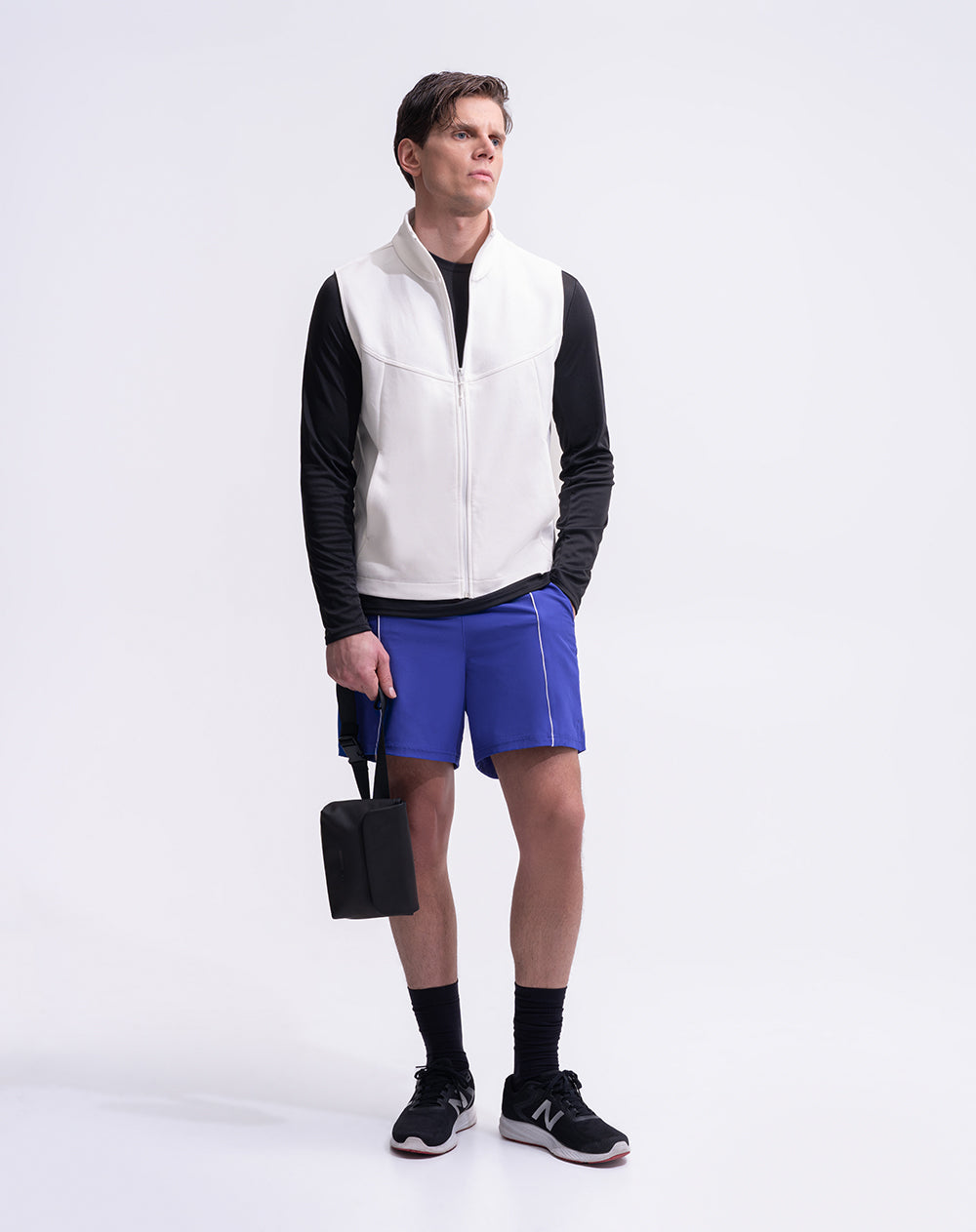 Chaleco deportivo cuello tipo tortuga blanco hombre