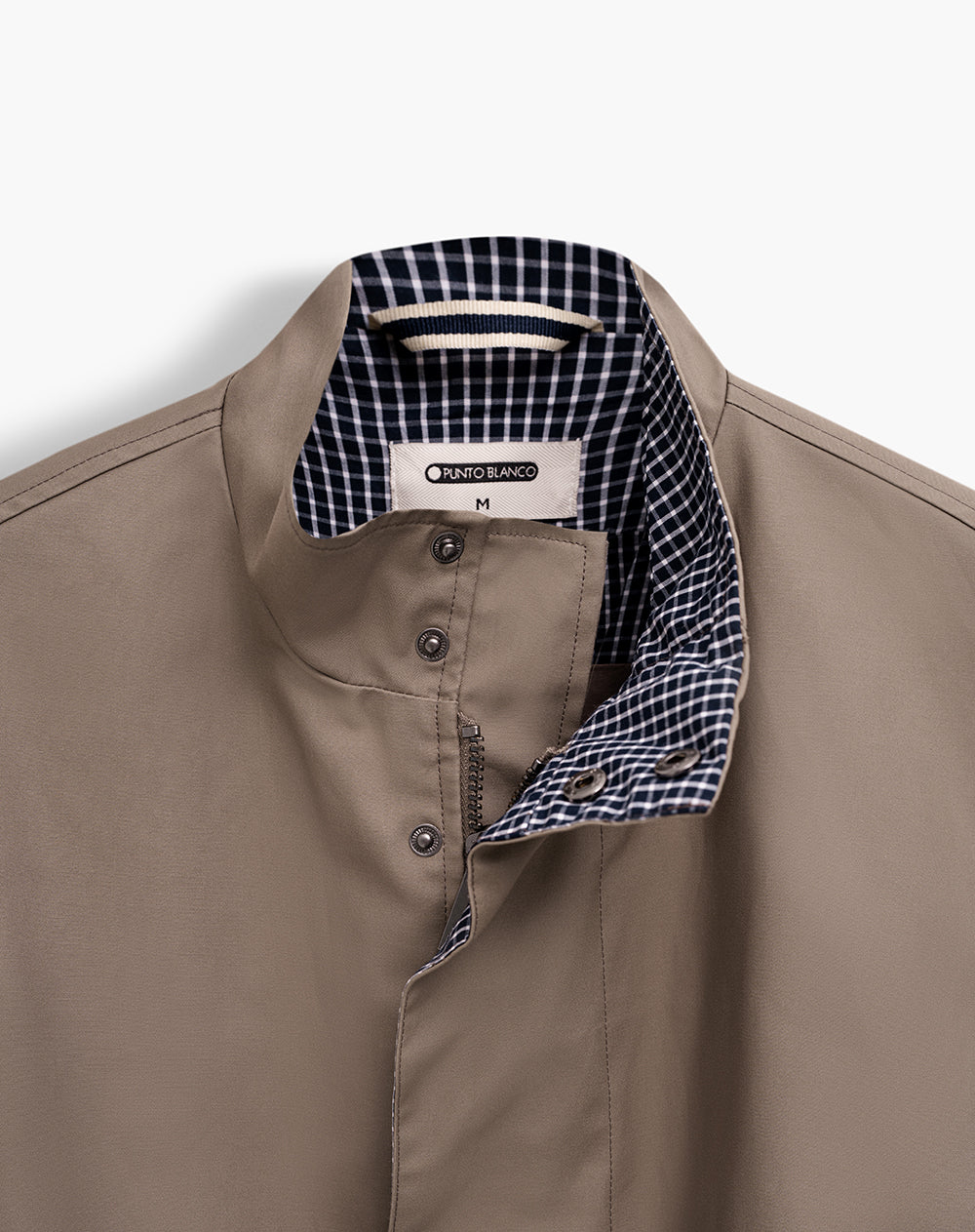 Chaqueta regular cuello alto café hombre