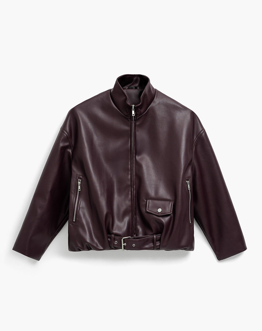 Chaqueta oversize tipo cuero  vino tinto mujer