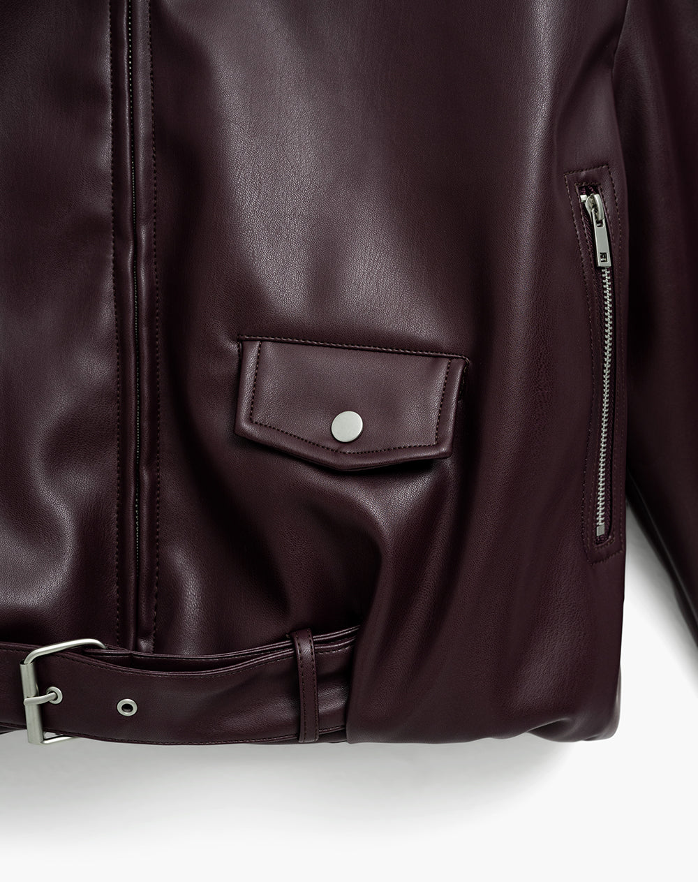 Chaqueta oversize tipo cuero  vino tinto mujer