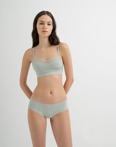 Panty cachetero microfibra encaje en glúteos verde